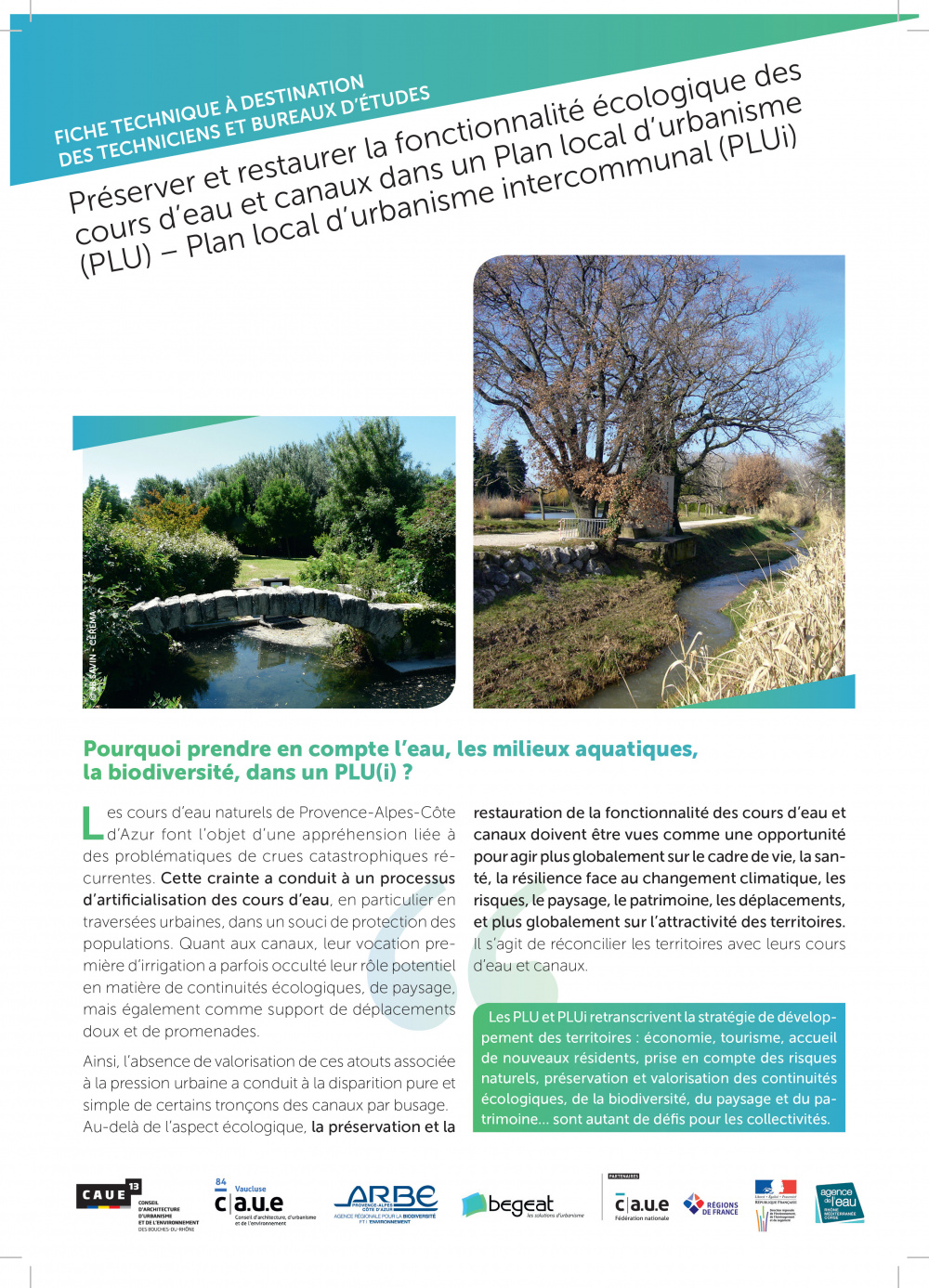 Préserver et restaurer la fonctionnalité écologique des cours d’eau et canaux dans le Plan local d’urbanisme (PLU)