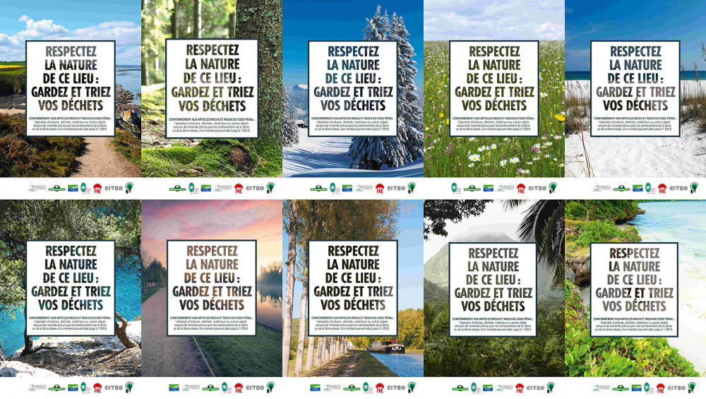 Campagnes de sensibilisation "respectez la nature en ce lieu : gardez et triez vos déchets"